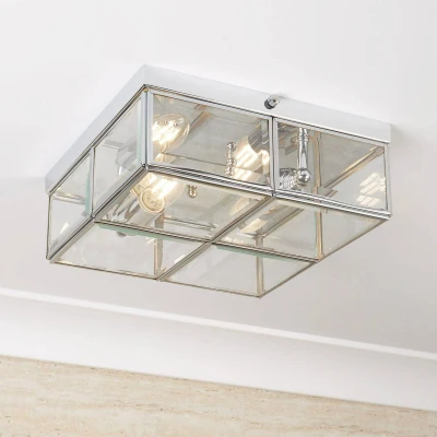 Afbeelding van Plafondlamp Pisa, glazen kap, chroom