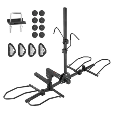Image de VEVOR support d&#039;attelage pour 2 vélos, pliable de 160lb, voiture, camion, SUV, récepteur pouces, Interface rectangulaire