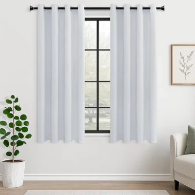 Afbeelding van MRTREES Thermisch Verduisteringsgordijn 140x145 cm Wit Grijs Anti Warmtegordijn voor Kinderkamer Ruis Raamgordijn Keuken Meisjeskamer Kleedkamer Set van 2 met zeilringen