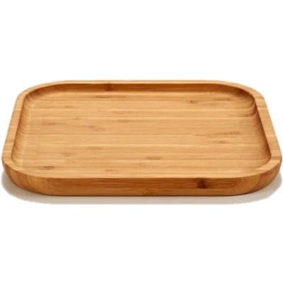 Afbeelding van Bamboe houten broodplank/serveerplank vierkant 20 cm Dienbladen van hout