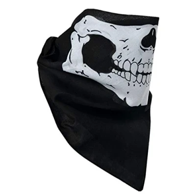 Afbeelding van Miobo Bandana, hoofddoek, halsdoek, 100% katoen, eenheidsmaat 55 x cm, Zwart skelet