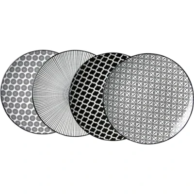 Afbeelding van Ritzenhoff &amp; Breker set van 4 porseleinen dessertborden, wit en zwart, 22 x 2 cm