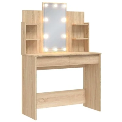 Afbeelding van vidaXL Kaptafel met LED verlichting 96x40x142 cm sonoma eikenkleurig
