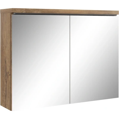 Afbeelding van Badplaats Badkamerkast Paso 80 x 20 60 cm Bruin Eiken Spiegelkast Badkamer