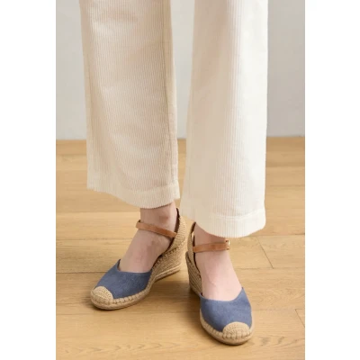 Afbeelding van Tamaris Sandalen met sleehak, Dames, Maat: 36, Blue Textiel