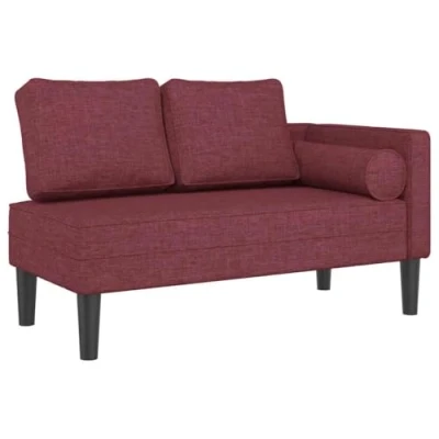 Afbeelding van vidaXL Chaise longue met kussens stof wijnrood