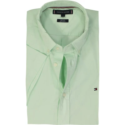 Afbeelding van Tommy Hilfiger Flex Poplin Regular Fit Shirt korte mouw popeline lichtgroen