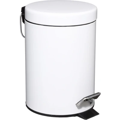 Afbeelding van 5Five Pedaalemmer wit metaal 3L 25 cm voor badkamer en toilet prullenbak