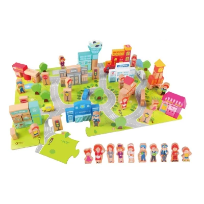 Afbeelding van Classic World Houten Blokken Stad, 120dlg.