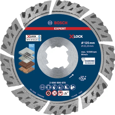 Image de BOSCH 2608900670 Expert MultiMaterial X LOCK disque à découper diamanté 125x22,23x2,4x12 mm