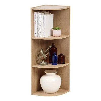 Afbeelding van Iris Ohyama, Hoekplank, boekenkast, 3 vaste planken, robuust, multifunctioneel, kantoor, ingang, slaapkamer, woonkamer basic opbergrek CX 3C lichtbruin