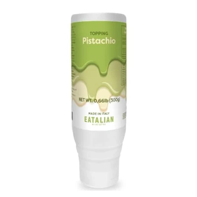 Image de EATALIAN by AMZ BETTER Topping au Goût de Pistache, Crème Sucrée Protéinée en Squeezer 300 gr, Made in Italy, Sauce Pistache Idéale pour Décorer Glaces, Desserts et Dubai Chocolate