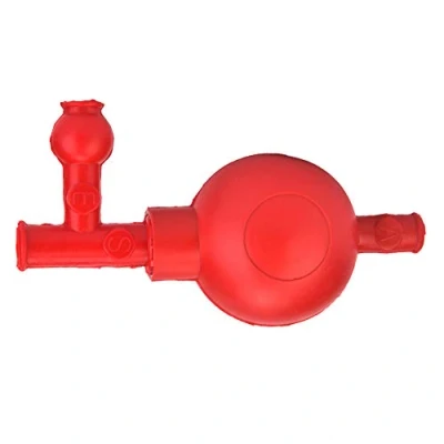 Afbeelding van Pipetvuller van rubber, 3 ventielen, laboratoriumventielen, zuiglamp, vulling voor veiligheidspipet landbouwchemicaliën, rood