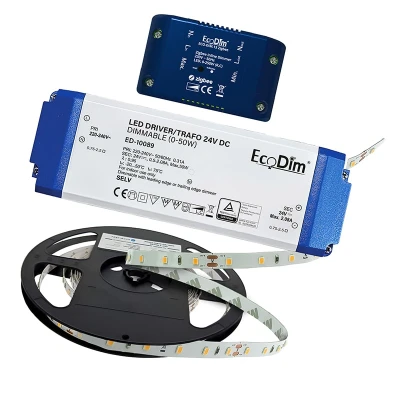 Afbeelding van Led strip 5 meter warm wit Zigbee SMD 24V Complete set Afknipbaar met 3M plakstrip Geschikt voor Philips Hue