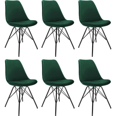 Afbeelding van Kick kuipstoel Velvet donkergroen zwart frame set van 6