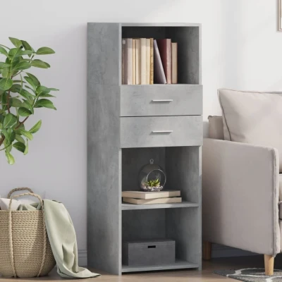 Afbeelding van Hoge kast 45x42,5x124 cm bewerkt hout betongrijs
