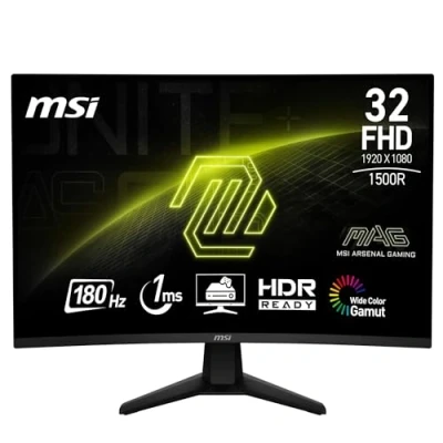 Image de MSI MAG 32C6 Écran LCD jeux incurvé 32&quot; (31.5&quot; visualisable) 1920 x 1080 Full HD (1080p) @ 180 Hz Rapid VA 250 cd/m² 3000:1 1 ms 2xHDMI, DisplayPort