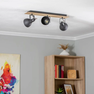 Afbeelding van Lindby buitenspot 3lichts Staal, hout H: 16.5 cm E14 zwart, licht