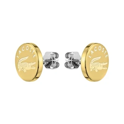 Afbeelding van Lacoste Plated Studs WITH LOGO AND Crocodile Oorbellen goldcoloured, Dames, Maat: One Size, Gold coloured