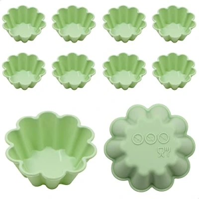 Afbeelding van Taartletvorm taartvorm siliconen taartvormen set bakvormen voor mini cakes en quiches kleine 10 stuks (groen)