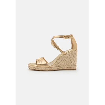 Afbeelding van Michael Kors Mandy Wedge Espadrilles, Dames, Maat: 40.5, Pale gold Leer