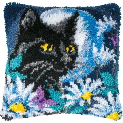 Afbeelding van Vervaco Knoopkussen kit Poes in de nacht PN 0202250