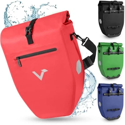 Afbeelding van Valkental ValkBasic 28L Rood Grote en waterdichte bagagedragertas fietstas voor bagagedrager met reflectoren