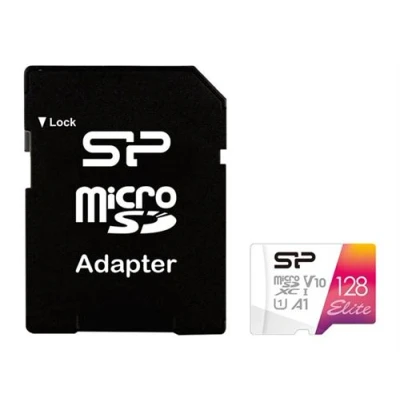 Image de SILICON POWER Elite Carte mémoire flash (adaptateur microSDXC vers SD inclus(e)) 128 Go A1 / Video Class V10 UHS I U1 Class10