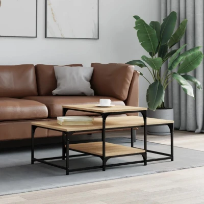Afbeelding van Salontafel 102x60x45 cm bewerkt hout sonoma eikenkleurig