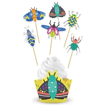 Afbeelding van Folat Cupcake decoratie set buzzing bugs 6 stuks