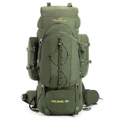 Afbeelding van Tripole Kolonel Rugzak 80 liter + Day Pack afneembaar, legergroen, Groen, kleine wandeling