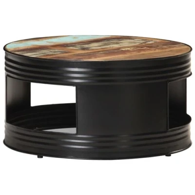Afbeelding van Salontafel 68x68x36 cm massief gerecycled hout zwart