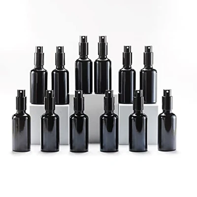 Afbeelding van Yizhao 50 ml spuitflessen van glas, zwart, met fijne spraymist, voor reiniging, aromatherapie, etherische oliën, massage, make up, cosmetica, apothekers, 12 stuks