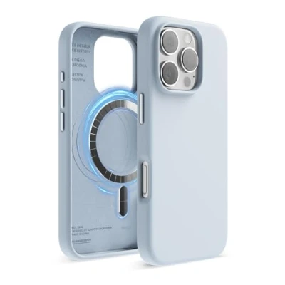 Afbeelding van elago Magnetische siliconen Beschermhoes, compatibel met iPhone 16 Pro, 6,3 inch, alle MagSafe accessoires, geïntegreerde magneten, zachte grip, schokbestendig