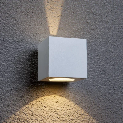 Afbeelding van Lucande LED wandlamp buiten 2lichts aluminium H: 9 cm wit Inclusief lichtbronnen