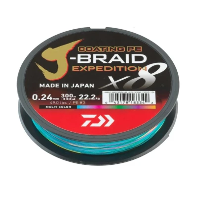 Afbeelding van Daiwa J Braid Expedition X8E Gevlochten lijn Multicolor 0.24mm/22.2kg (300m)