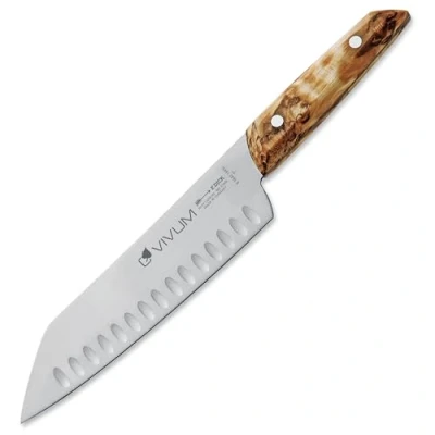 Afbeelding van F.DICK Santoku VIVUM (met lemmet van 18 cm, met honingraatblad en berkenhouten handvat, 58 HRC, fijn lemmet, keukenmes) 83642182KH