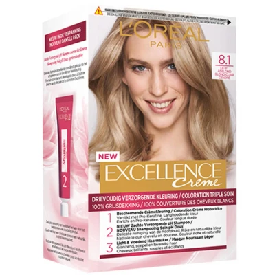 Afbeelding van 1+1 gratis: L&#039;Oréal Excellence Crème Permanente Crèmekleuring 8.1 Licht Asblond