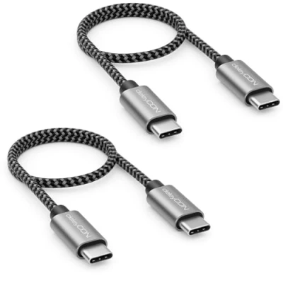 Afbeelding van deleyCON 2 x 0,30 m USB C kabel PD3.0 (60 W snel opladen) korte oplaadkabel 30 cm naar voor iPhone 16 15 Pro Max Samsung Galaxy S24 S23 Pixel iPad MacBook Air Tablets Switch PS5