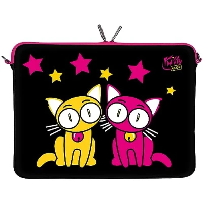 Afbeelding van Kitty to Go LS144 15 neopreen beschermhoes voor MacBook Pro inch (39,1 cm (15,6 inch) motief kat zwart/roze