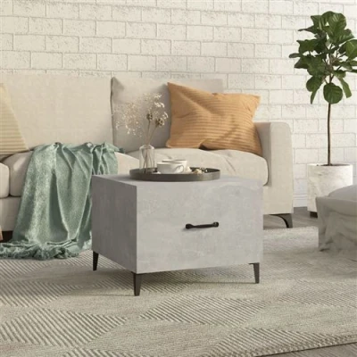 Afbeelding van Salontafel met metalen poten 50x50x40 cm betongrijs