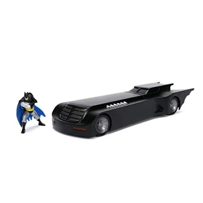 Afbeelding van Jada Toys Animated Series Batmobile 1:24 zeer gedetailleerde miniatuurauto met Batman figuur, open kap, vrijloop, zwart