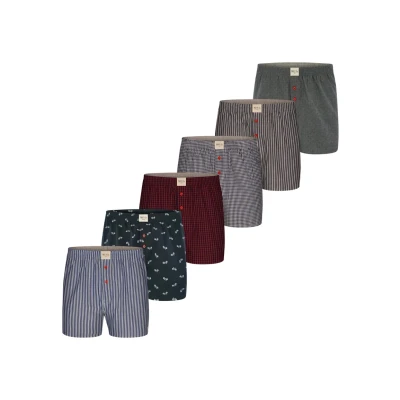 Afbeelding van Phil &amp; Co 6 Pack Geweven Wijde Boxershorts heren Multipack Maat M Losse boxershort