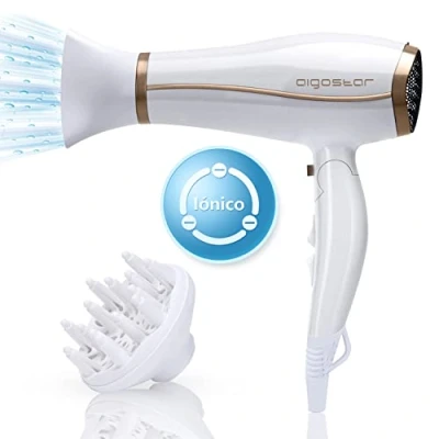 Afbeelding van Aigostar Luna 32QUN Föhn met diffuser en blaasmond Haardroger Inklapbaar 3 Standen 2200W Wit