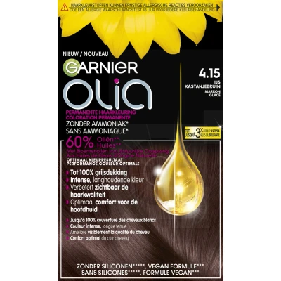 Afbeelding van 1+1 gratis: Garnier Olia Permanente Crèmekleuring 4.15 IJs Kastanje Bruin
