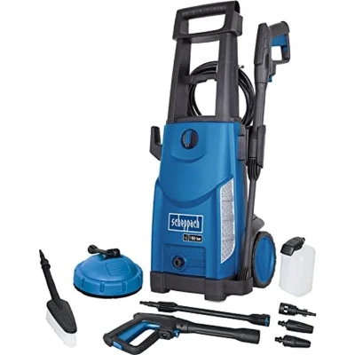 Afbeelding van Scheppach hogedrukreiniger HCE2600 incl. 8 stuks. Accessoires 180bar werkdruk 2400 W vermogen 5m hogedrukslang 480 l/u mobiele oppervlaktereiniger met borstels