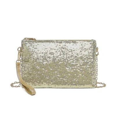 Afbeelding van Miss Lulu Modieuze mini clutch met pailletten voor dames, schoudertas bruiloft, afspraken en verschillende gelegenheden, Goud
