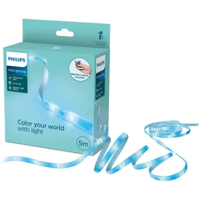 Afbeelding van Philips LED strip 5m lengte eenvoudig op maat te knippen met een sterke kleefstrip RGB afstandsbediening