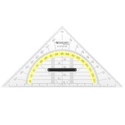 Afbeelding van Westcott E 10133 00 Geometrische driehoek, van kunststof, met afneembare handgreep, 14 cm, transparant