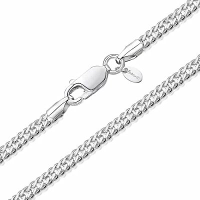 Afbeelding van Amberta 925 Sterling zilveren dames collier, ruit kinketting, breedte: 2 mm, verschillende lengtes: 40, 45, 50, 55 cm, Zilver